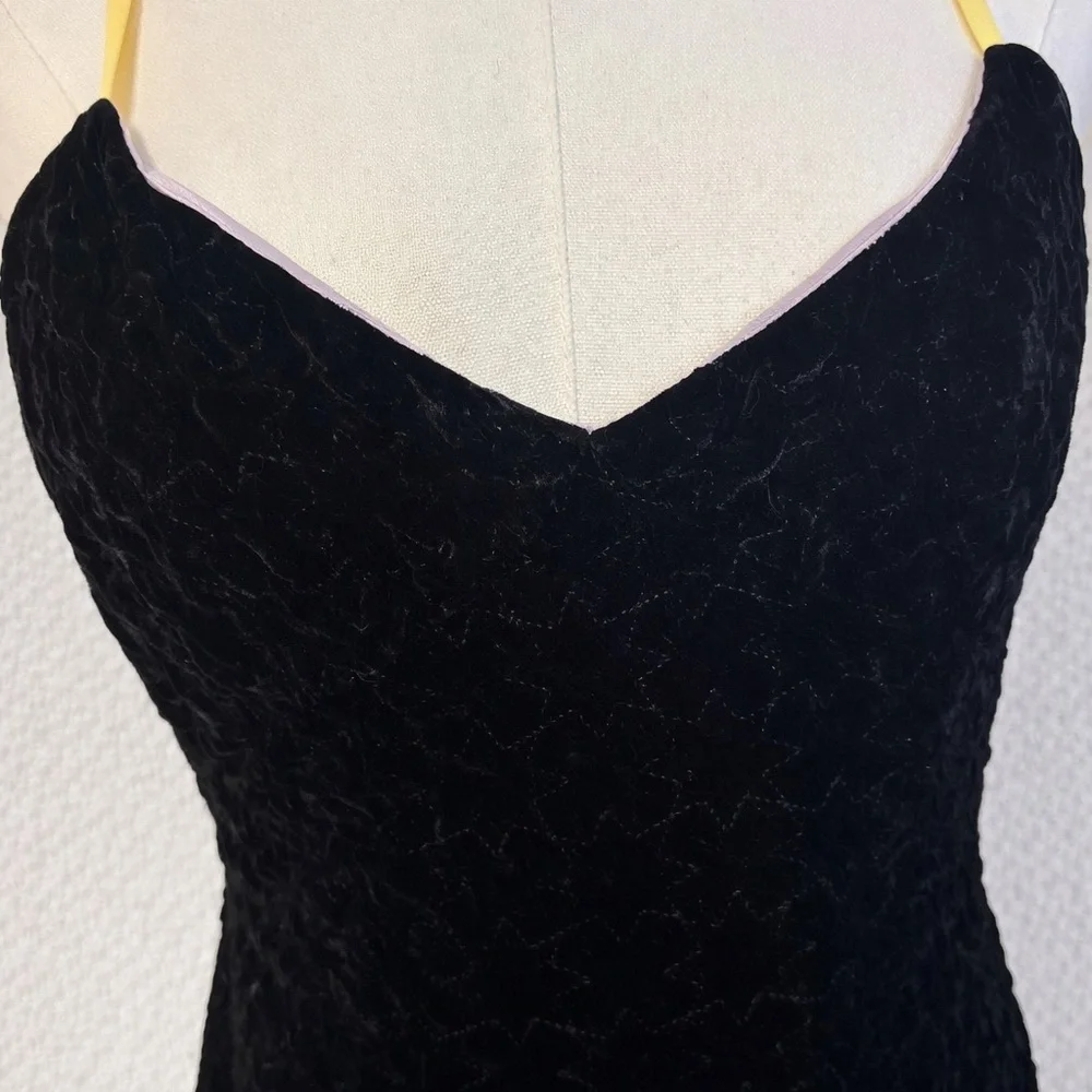 Tocca Anthropologie Black Silk Velvet Stars Midi Dress | Size 6 - Picture 2 of 7